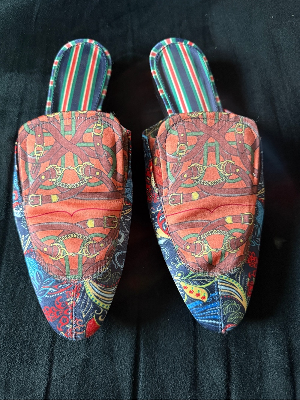 Zara Woman Red Multicolor Patterned Slip-On Mules, 40